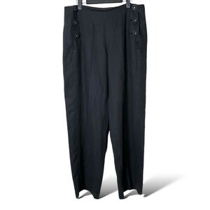 BURTON MR & MRS 100% Linen Nautical Style Charcoal Grey Wide Leg Pants US Sz L